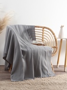 Плед флисовый «Экономь и Я», 150×180 см, плотность 160 г/м², светло-серый - Фото 4