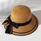 Шляпа для девочки MINAKU "Модница", цвет коричневый, р-р 52 - фото 25261431