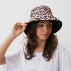 Панама женская двусторонняя MINAKU, принт леопард, бежевая, размер 58 - фото 24410712