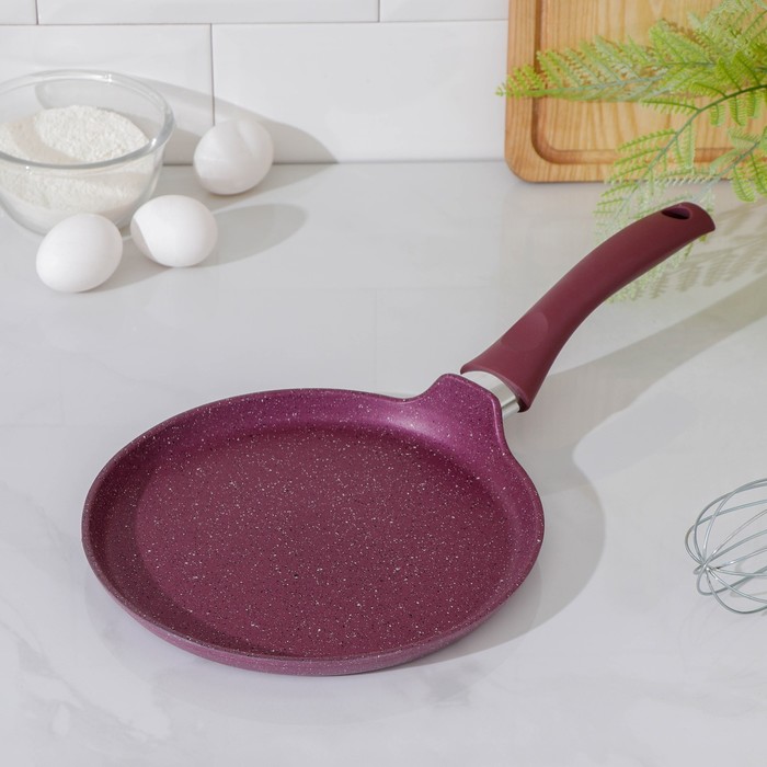 Сковорода блинная Trendy style, d=22 см, пластиковая ручка, антипригарное покрытие, цвет фиолетовый - Фото 1