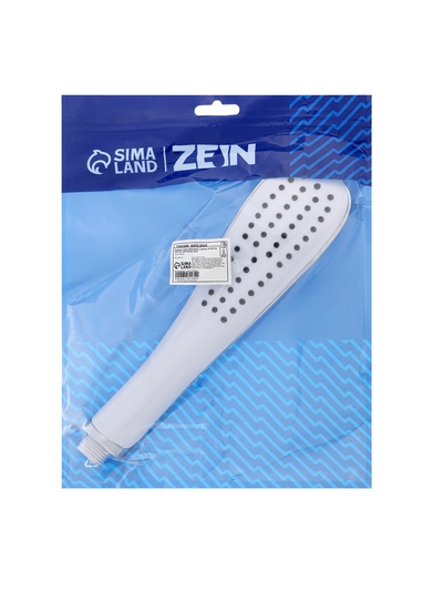 Душевая лейка ZEIN Z0202, 1 режим, 63×250 мм, пластик, цвет белый, хром