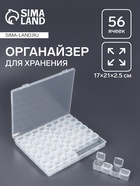 Органайзер для хранения мелочей, 56 ячеек, 21×17.5×2.5 см, прозрачный - Фото 1