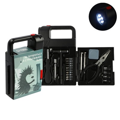 Набор инструментов ТУНДРА, подарочный пластиковый кейс «Фонарь», 21 предмет