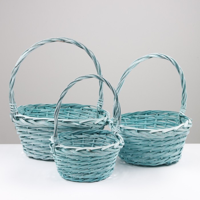

Набор корзин плетёных, 3 шт, 38x17x42 см, зеленый