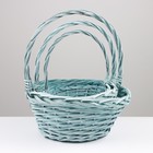 Набор корзин плетёных, 3 шт, 38x17x42 см, зеленый - фото 24532955