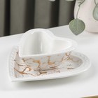 Набор керамический столовый «Марбл», 2 предмета: салатник 150 мл, блюдо 16,5×17×2 см, цвет белый - фото 9493138