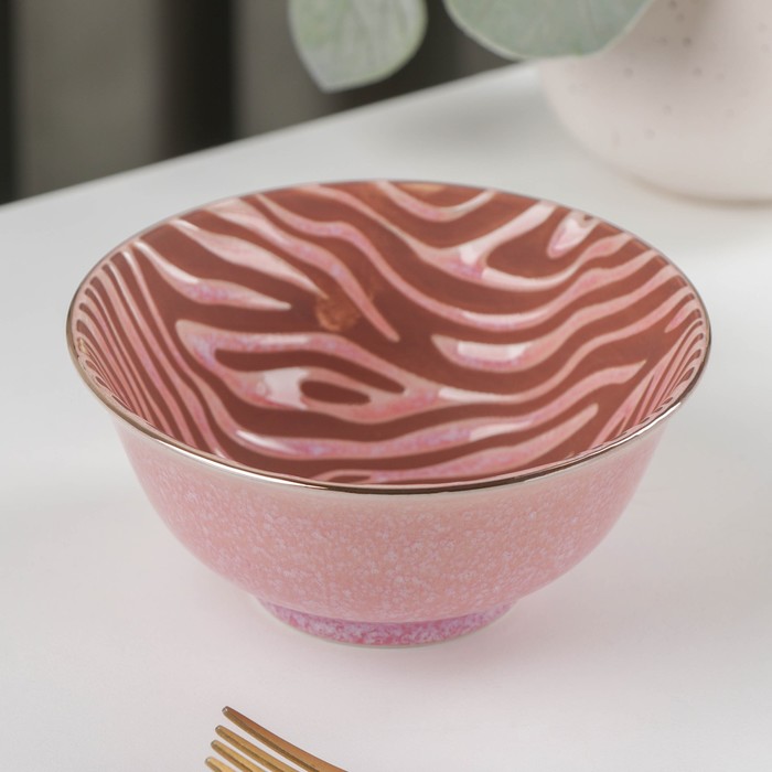 Миска керамическая «Тигр», 300 мл, 12,3×5,5 см, цвет розовый - Фото 1