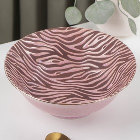 Тарелка керамическая глубокая «Тигр», 1200 мл, d=21 см, цвет розовый