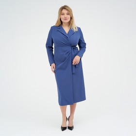 Платье женское с поясом MIST plus-size, р.52, синий 7446124