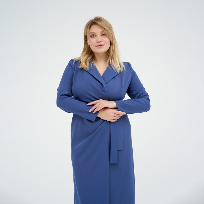 Платье миди женское с поясом MIST plus-size, размер 56, синее