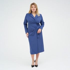Платье миди женское с поясом MIST plus-size, размер 56, синее