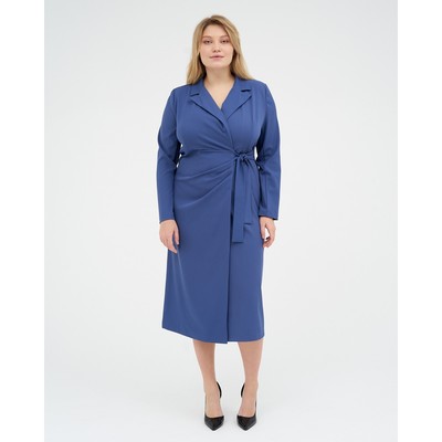 Платье миди женское с поясом MIST plus-size, размер 58, синее