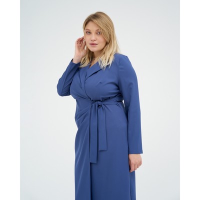 Платье миди женское с поясом MIST plus-size, размер 58, синее
