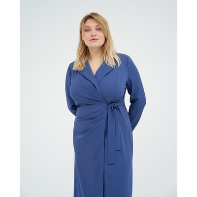 Платье миди женское с поясом MIST plus-size, размер 58, синее