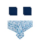 Набор кухонный Bluebird: скатерть 110х140 см, салфетка сервировочная 40х40 см. - 4 шт, цвет синий - Фото 2