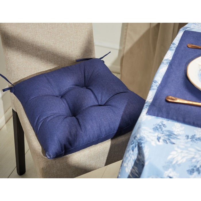 Подушка на стул Blue, размер 40х40 см, цвет синий