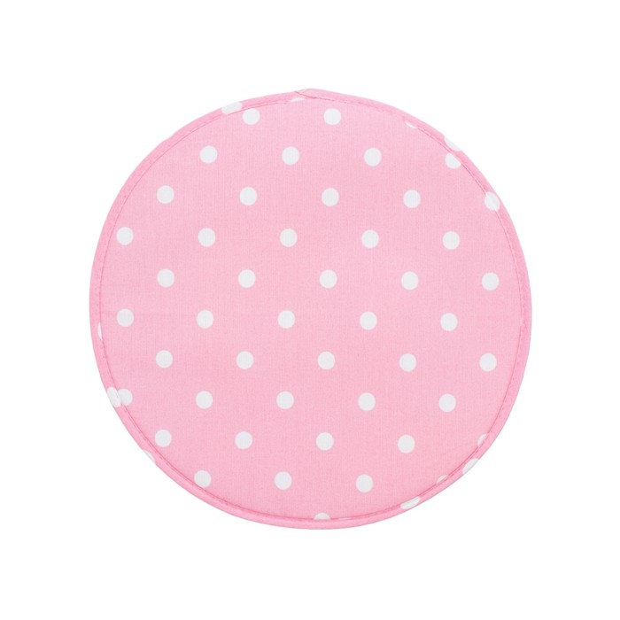 Подушка на табурет Pink polka dot, размер d=38 см, цвет розовый - Фото 1