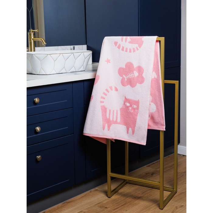 Полотенце махровое Cat love, размер 30х50 см, цвет розовый - Фото 1