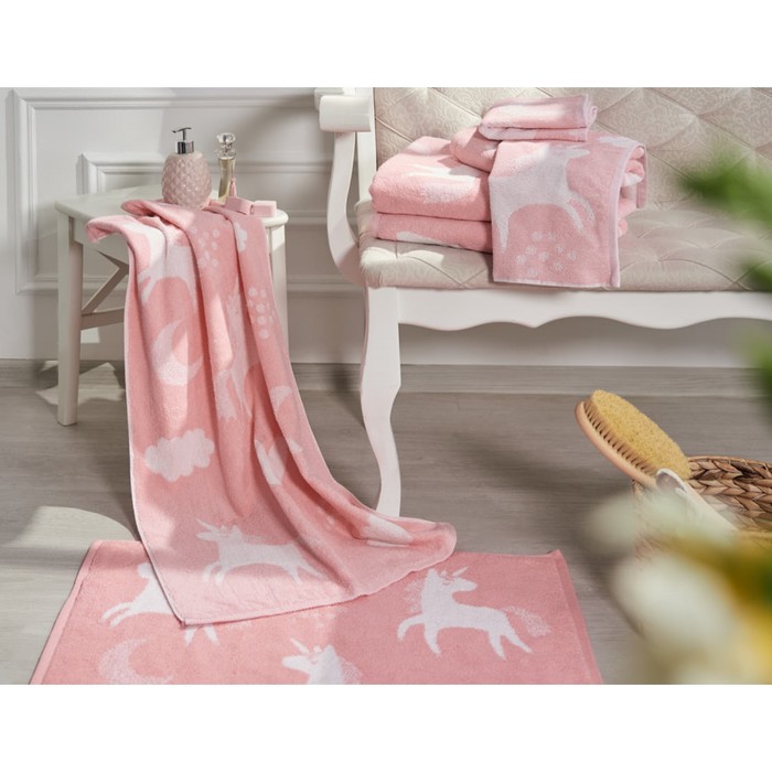 Полотенце махровое Unicorn, размер 30х50 см, цвет розовый - Фото 1
