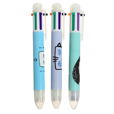 Ручка шариковая автоматическая «Иероглифы», 6 цветов, (штрихкод на штуке), МИКС