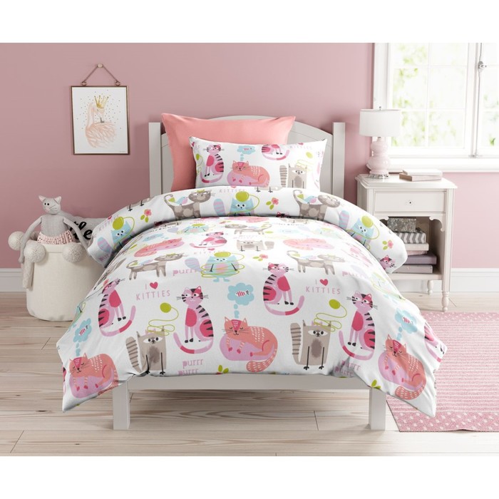 КПБ для детей Multicolor сats 1,5 сп, размер 150х214 см, 143х215 см, 50х70 см