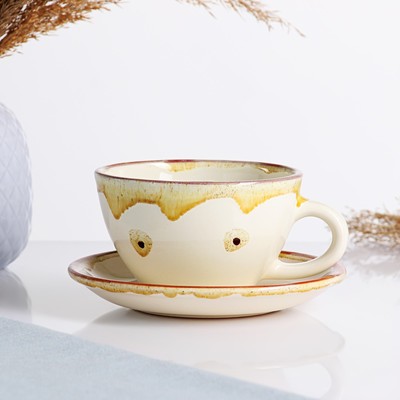 Чайная пара Псковский гончар «Карамель», 300 мл, керамика, белая