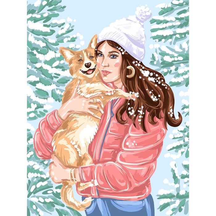Картина по номерам на холсте с подрамником «Девушка с собачкой», 40х30 см - Фото 1