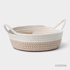 Корзина для хранения LaDо́m «Визави», плетёная, ручной работы, с ручками, хлопок, 34×24×7 см, бежевая - Фото 6