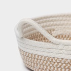 Корзина для хранения LaDо́m «Визави», плетёная, ручной работы, с ручками, хлопок, 34×24×7 см, бежевая - Фото 2