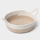Корзина для хранения LaDо́m «Визави», плетёная, ручной работы, с ручками, хлопок, 34×24×7 см, бежевая - Фото 5