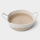 Корзина для хранения LaDо́m «Визави», плетёная, ручной работы, с ручками, хлопок, 34×24×7 см, бежевая - Фото 4