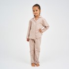 Пижама детская из фланели (рубашка, брюки) KAFTAN "Сердечки", рост 110-116, бежевый - фото 318725557