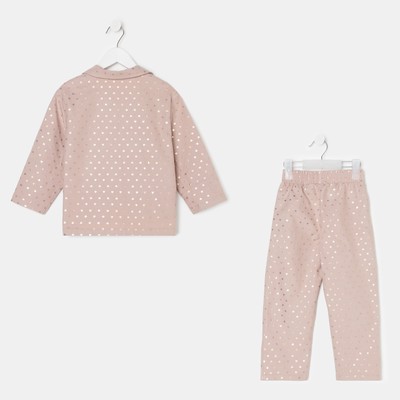 Пижама (рубашка и брюки) из фланели для девочки KAFTAN «Сердечки», бежевая, размер 34 (122-128 см)