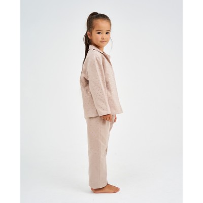 Пижама (рубашка и брюки) из фланели для девочки KAFTAN «Сердечки», бежевая, размер 34 (122-128 см)