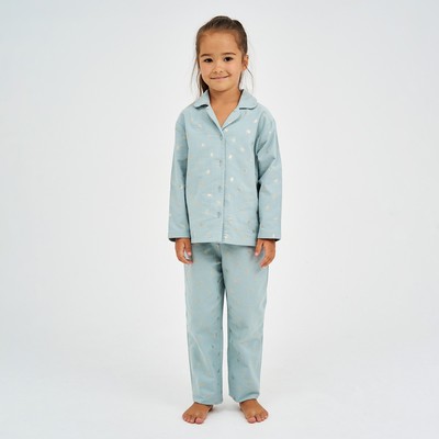 Пижама детская из фланели (рубашка, брюки) KAFTAN "Одуванчики", рост 98-104, мятный