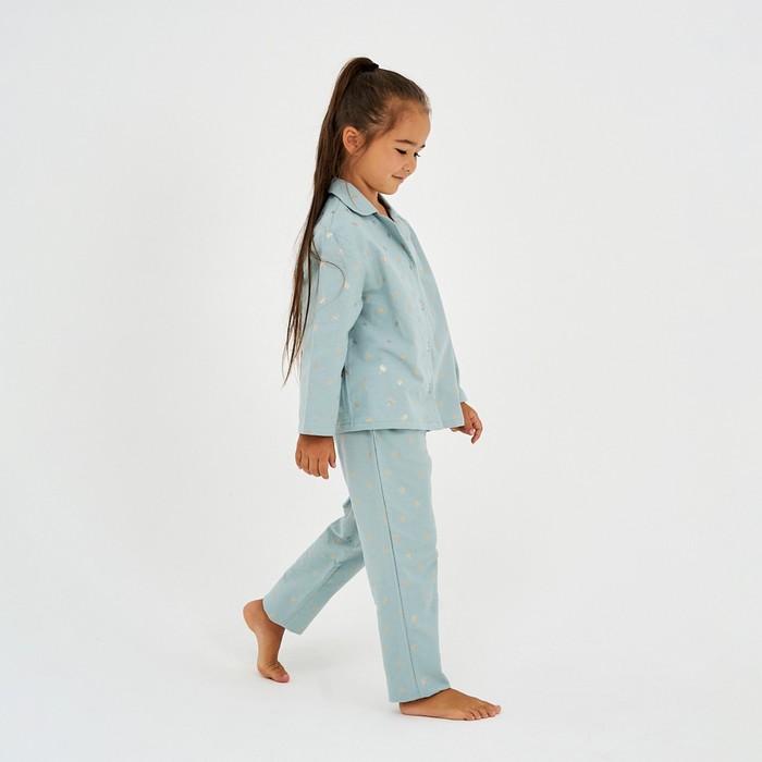 Пижама детская из фланели (рубашка, брюки) KAFTAN "Одуванчики", рост 110-116, мятный - фото 1908806596