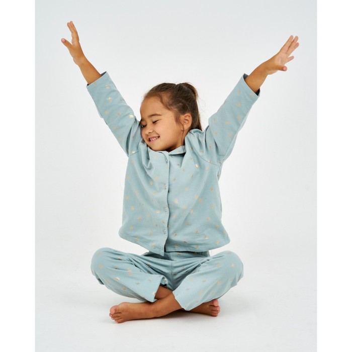 Пижама детская из фланели (рубашка, брюки) KAFTAN "Одуванчики", рост 110-116, мятный - фото 1908806597