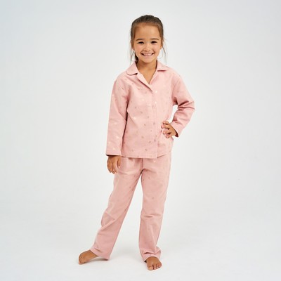 Пижама детская из фланели (рубашка, брюки) KAFTAN "Одуванчики", рост 110-116, розовый