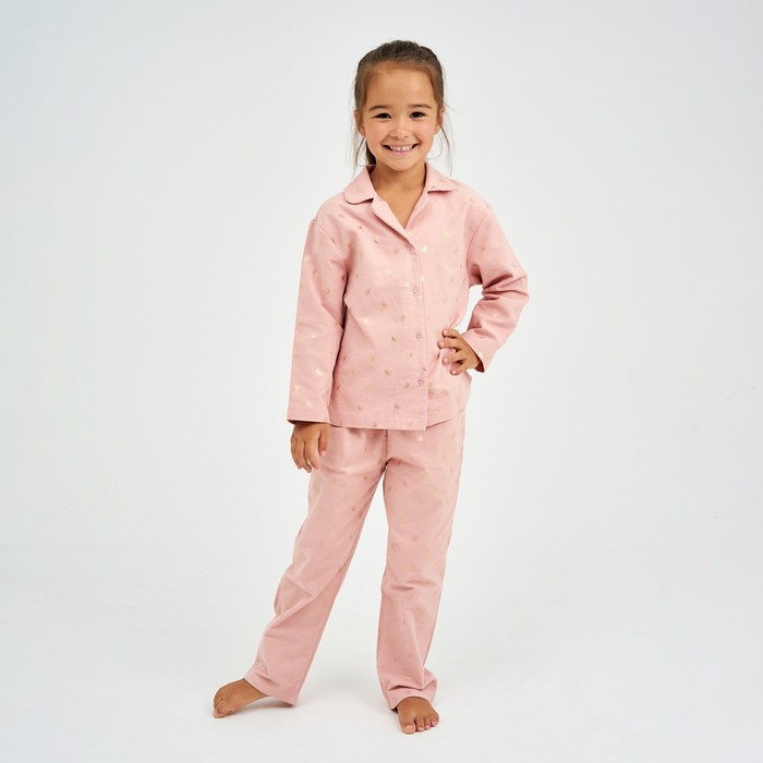 Пижама детская из фланели (рубашка, брюки) KAFTAN "Одуванчики", рост 110-116, розовый - фото 1907345942