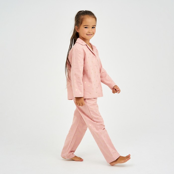 Пижама детская из фланели (рубашка, брюки) KAFTAN "Одуванчики", рост 110-116, розовый - фото 1927805320