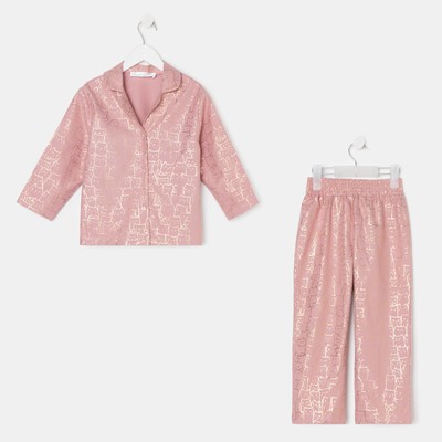 Пижама (рубашка, брюки) из фланели для девочки KAFTAN «Котики», розовая, размер 30 (110-116 см)