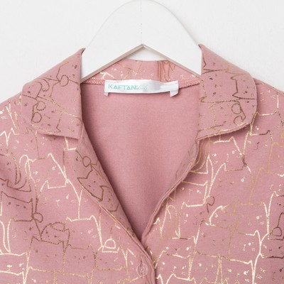 Пижама (рубашка, брюки) из фланели для девочки KAFTAN «Котики», розовая, размер 30 (110-116 см)