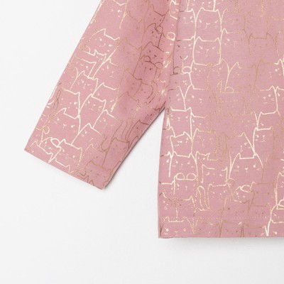 Пижама (рубашка, брюки) из фланели для девочки KAFTAN «Котики», розовая, размер 30 (110-116 см)