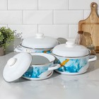 Набор кастрюль Доляна Ocean, 3 предмета: 2 л, 3 л, 4,5 л, индукция, цвет белый - фото 42993374