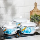 Набор кастрюль Доляна Ocean, 3 предмета: 2 л, 3 л, 4,5 л, индукция, цвет белый - фото 42993376