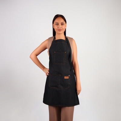 Фартук парикмахерский, джинсовый, 3 кармана, чёрный