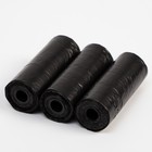 Пакеты для уборки за собаками, 3 рулона по 15 пакетов, 29×21 см, однотонные, чёрные - Фото 2