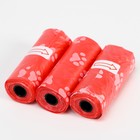 Пакеты для уборки за собаками с узором (3 рулона по 15 пакетов 29х21 см), красные - Фото 3