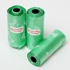 Пакеты для уборки за собаками с печатью (3 рулона по 15 пакетов 29х21 см), зелёные - фото 9494388