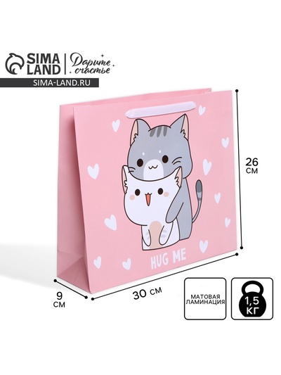 Пакет подарочный ламинированный, упаковка, «Киса», M 30 х 25.5 х 9 см